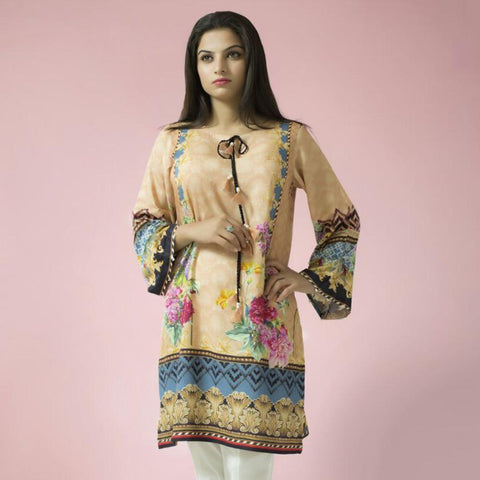 NIMSAY DIGITAL PRINTED NEYAGAN FLORAL DESIGN UNSTITCHED LINEN KURTI