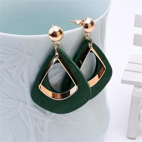 WOMEN'S FASHION STATEMENT WOOD EARRINGS