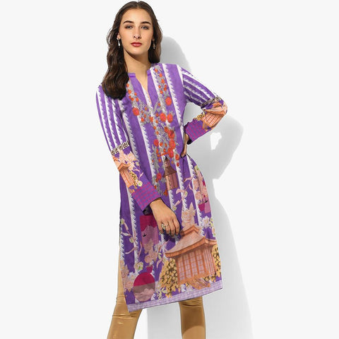 ZAOUIET DIGITAL PRINTED EMBROIDERED UNSTITCHED LAWN KURTI