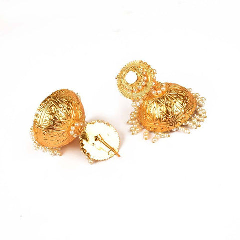 WHITE PEARLS GOLDEN COLOR HYDERABADI JHUMKA