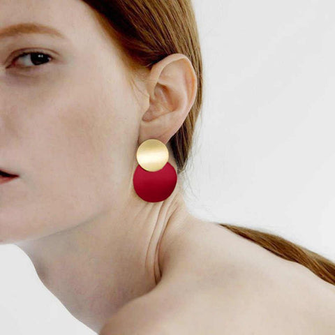 WOMEN'S DISC DROP ROUND EXAGGERATED EARRINGS