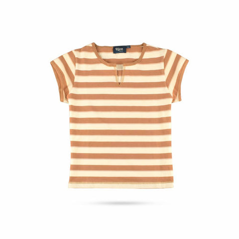 RICO WOMEN'S V NOTCH STRIPER TEE SHIRT
