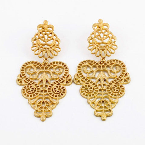 NEW BOHEMIA VINTAGE HOLLOW LEAVES EXAGGERATED EARRINGS