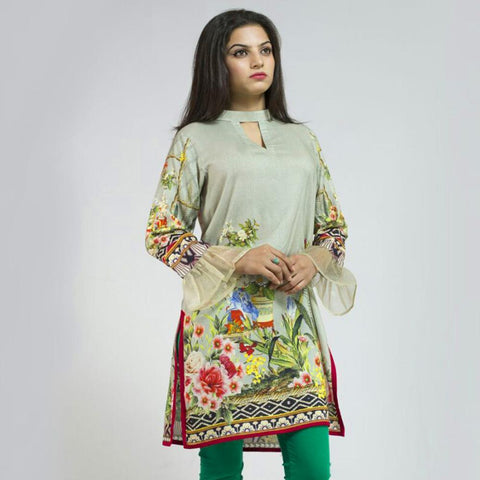 NIMSAY DIGITAL PRINTED ARTEYOM FLORAL DESIGN UNSTITCHED LINEN KURTI