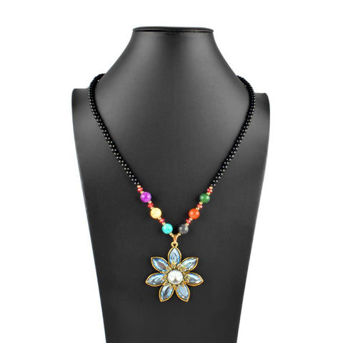 CHARMING FLORAL DESIGN LONG SWEATER CHAIN RHINESTONE PENDANT NECKLACE