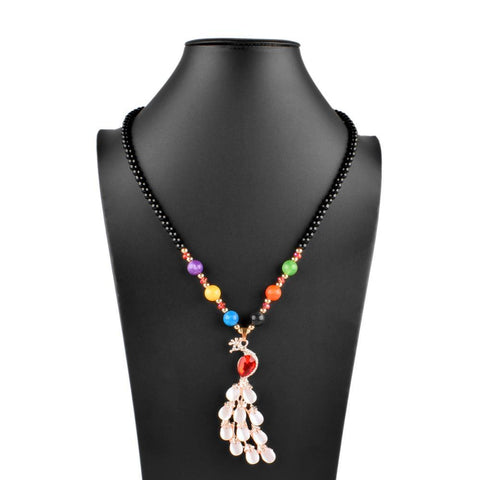 CONTAGEU LONG SWEATER CHAIN RHINESTONE PENDANT NECKLACE