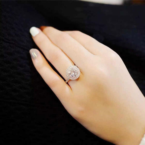 DIAMOND INLAY PLATINUM PLATING SIMULATION DIAMOND RING