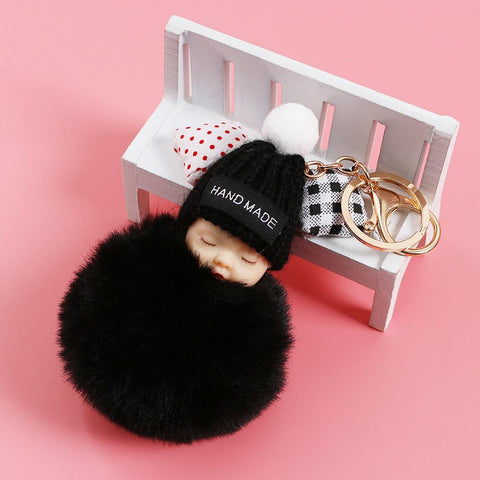 CUTE FLUFFY SLEEPING BABY CHARMING KEY CHAIN